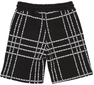 MSGM Logo Printed Cotton Sweat Shorts