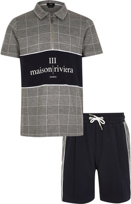 River Island Boys Grey check Maison Riviera polo outfit