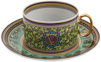 Versace Home Barocco Mosaic Low Cup & Saucer - Green