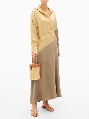 ASCENO Santana Panelled Silk Shirt Dress - Yellow Multi
