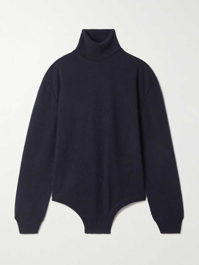 Maison Margiela Wool And Cashmere-blend Turtleneck Bodysuit - Blue