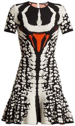 Alexander McQueen Exploded Beetle Jacquard Fluted Dress - Womens - Ivory Multi