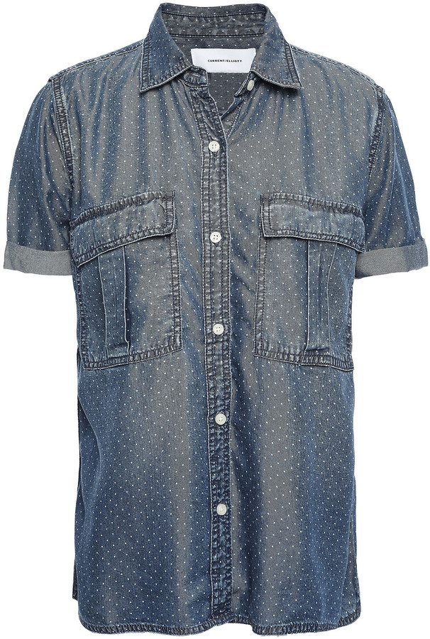 Current/Elliott Polka-dot denim shirt