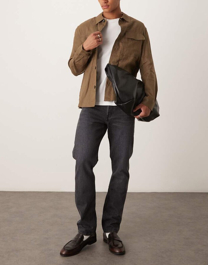 Arket Park regular straight fit jeans in charcoal gray