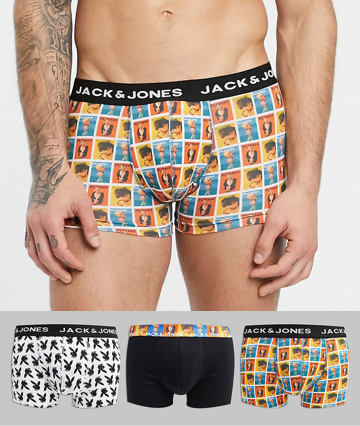 Jack and Jones PLAYBOY 3 pack trunks - ShopStyle Boxers