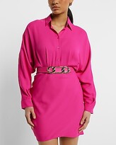 Thumbnail for your product : Express Collared Half Button Front Mini Portofino Shirt Dress
