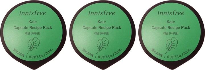 Capsule Recipe Pack Mask - Kale by Innisfree for Unisex - 0.33 oz Mask - Pack of 3