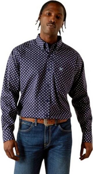 Ariat Men's Stone Classic Fit Long Sleeve Button Up Shirt Medium Dark Blue