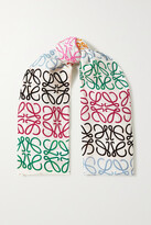 Thumbnail for your product : Loewe Fringed Printed Wool, Silk And Cashmere-blend Scarf - White