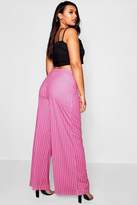 Thumbnail for your product : boohoo Plus Crepe Pin Stripe Wide Leg Trousers