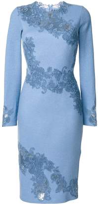 Ermanno Scervino fitted dress with embroidered floral insets