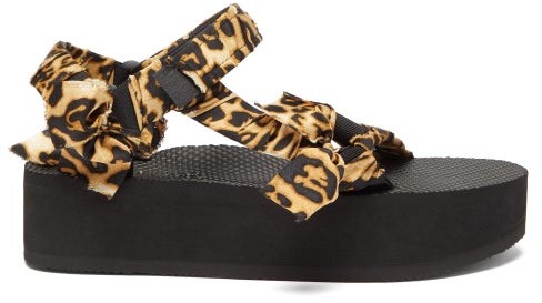 leopard flatform sandals