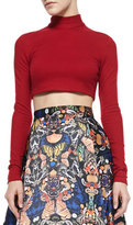 Thumbnail for your product : Alice + Olivia Knit Mock-Neck Cropped Top