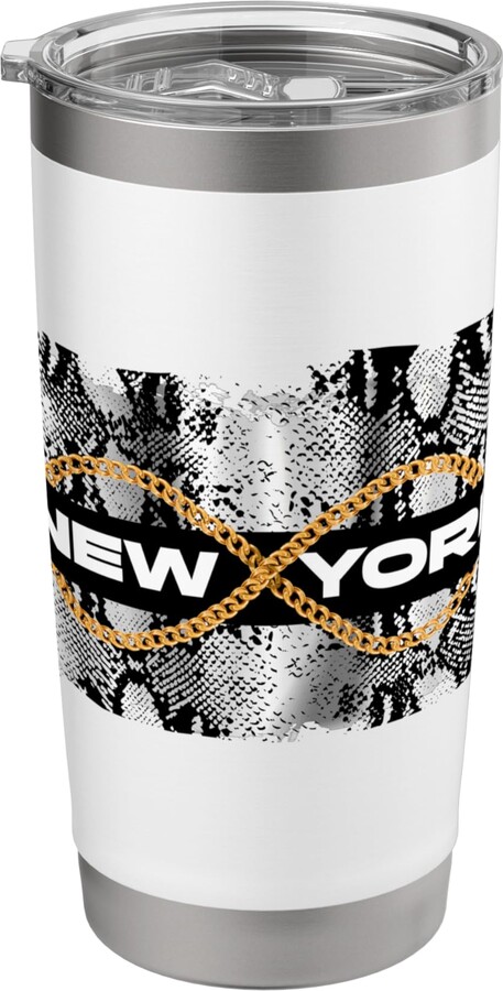 Bahaa's Tee Black New York City Fashion Design, New York Illustration Stainless Steel Insulated Tumbler