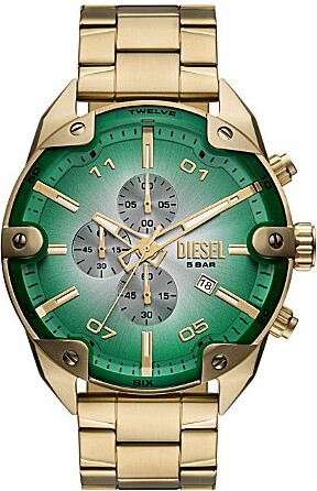 Men's Spiked Quartz Chronograph Gold-Tone Stainless Steel Bracelet Watch