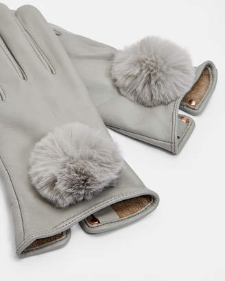 Ted Baker Pom Pom Detail Leather Gloves
