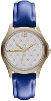 Thumbnail for your product : Armani Exchange Silver Dial Gold IP Plated And Blue Leather Strap Ladies Watch