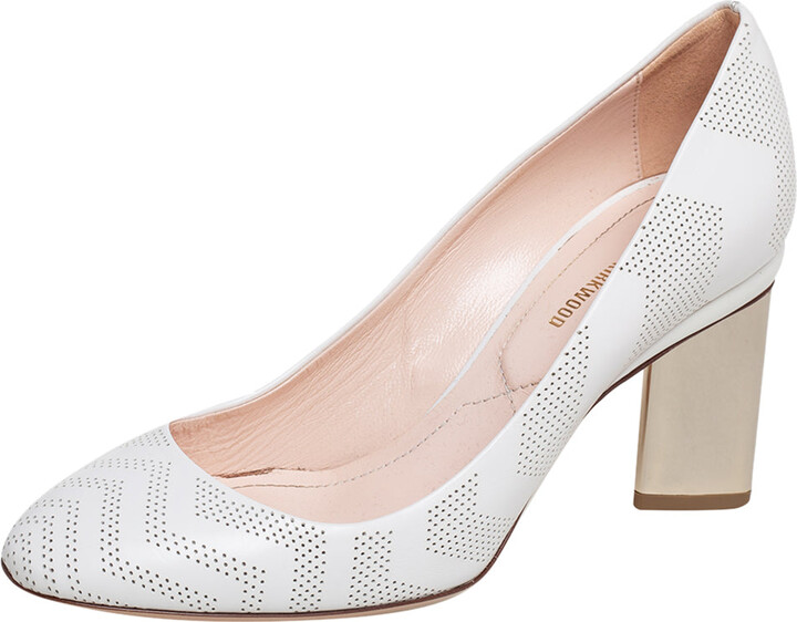 Nicholas Kirkwood White Perforated Leather Briona Prism Pumps