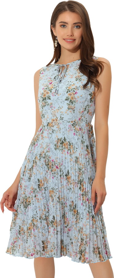 DARING DIVA A-Line Knee Length Sleeveless Pleated Blouse XS Blue