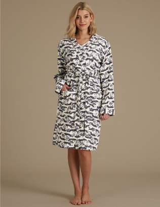 Marks and Spencer Pure Cotton Tiger Print Waffle Dressing Gown