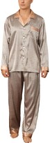 Thumbnail for your product : Aumelr Men's Traditional Pyjamas Sets Gold Classic Woven Plain-Weave Loungewear Pyjama 2 Pieces Top/Bottoms Polyester Red-flower XL
