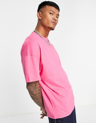 ASOS DESIGN oversized t-shirt with crew neck in bright pink - ShopStyle