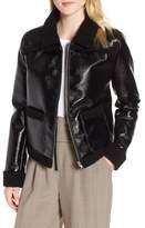 Thumbnail for your product : Trouve Faux Patent Leather & Shearling Jacket