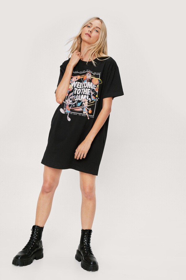 Nasty Gal Womens Welcome to the Space Jam Graphic T-Shirt Dress - ShopStyle