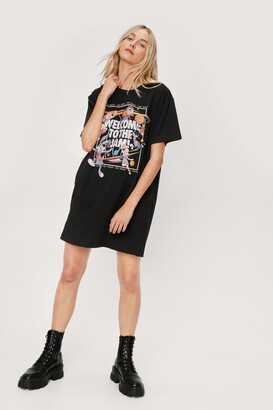 Nasty Gal Womens Welcome to the Space Jam Graphic T-Shirt Dress - Black - 4