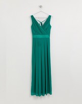 Thumbnail for your product : TFNC Petite Bridesmaid maxi dress with bow back in emerald green