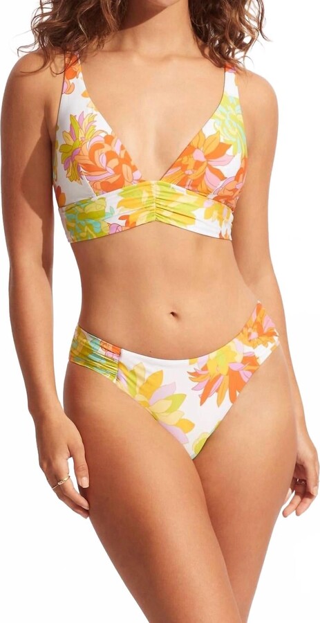 Palm Springs Longline Triangle Bikini Top In Limelight