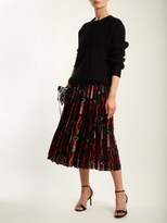 Thumbnail for your product : Valentino Lipstick Print Silk Crepe Midi Skirt - Womens - Black Print