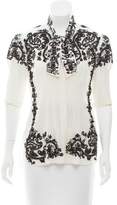 Thumbnail for your product : Oscar de la Renta Embroidered Silk Top