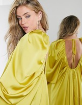 Thumbnail for your product : ASOS EDITION satin midi dress with low back and tie in mustard
