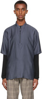 Thumbnail for your product : Giorgio Armani Navy Half-Zip Sport Short Sleeve Shirt