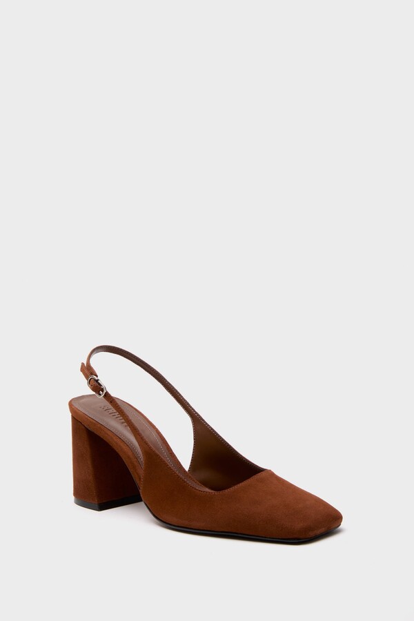 Pecan Brown Leia Block Sling Back Heels