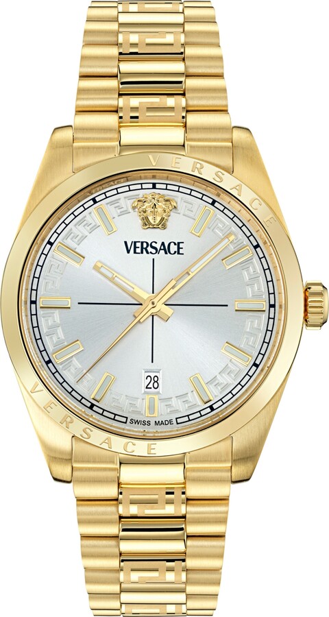 Versace Men's Swiss Millenyium Gold Ion Plated Bracelet Watch 40mm