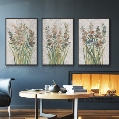 Red Barrel Studio Patch of Wildflowers I - 3 Piece Print Set on Canvas