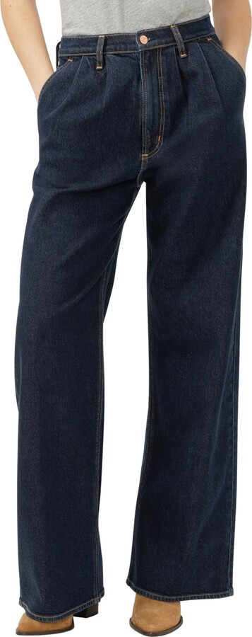 Silver Jeans Co. Women's High Rise Pleated Denim Trouser Leg Jeans