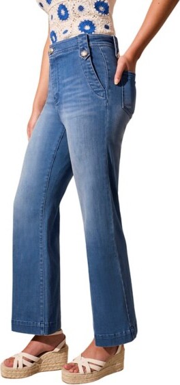Tribal Women's Brooke Palazzo Marine Wide Leg Jeans Calypso 4 29