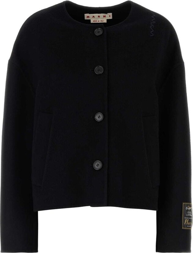 Marni Long Sleeved Logo Patch Jacket
