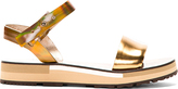 Thumbnail for your product : Lanvin Golden Leather Wood-Paneled Sandals