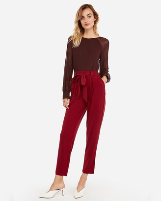 Express Mid Rise Paperbag Waist Knit Pant