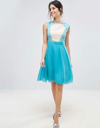 Little Mistress Skater Dress With Lace Panel
