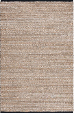 Highland Dunes Kendell Natural Fiber Hand Woven Jute/Cotton Rug in Beige/Black