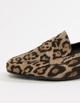 Thumbnail for your product : ASOS DESIGN Wide Fit Milestone loafer flat shoes in leopard