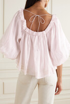 Thumbnail for your product : Joslin + Net Sustain Rylee Crocheted Cotton-trimmed Linen And Silk-blend Crepon Blouse - Baby pink
