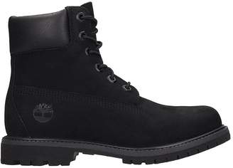 Timberland 6in Prem Combat Boots In Black Nubuck