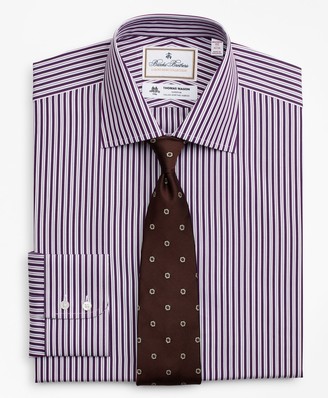 Brooks Brothers Luxury Collection Milano Slim-Fit Dress Shirt, Franklin Spread Collar Double-Stripe