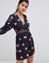 Thumbnail for your product : Glamorous floral romper with lace cut out detail